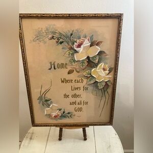 Vintage wall picture “Home where each lives for each other and all for God.”